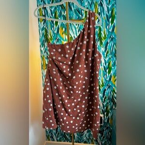 Abercrombie One-Shoulder Linen-Blend Mini Dress - Size XL NWT